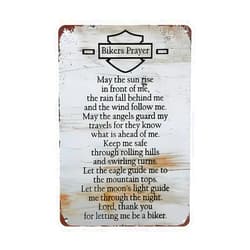 YOYI ART Bikers Prayer Sign - Vintage Metal Tin Sign for Home, Garage, Boy Room, Man Cave and Basement Wall Art Decor, Cool Gifts for Boys Cycling Lover, 8 x 12 inch