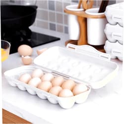 Yingliqi 2 Packs Kitchen Plastic Egg Holder, 12 Grid Egg Storage Box, Egg Tray Container with Lid, Refrigerator Egg Trays, Stackable White 2022eggtray 2022eggtray