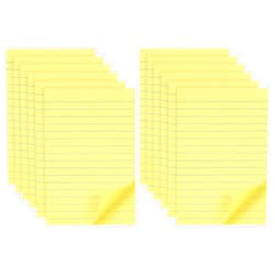 YEECOK Lined Sticky Notes 4x6 in Canary Yellow, Clean Removal, Self-Stick Pads, Super Sticky Notes Easy to Post for Home, Office, School, 12 Pads/Pack, 45 Sheets/Pad