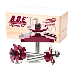 A.G.E. Series by Amana Tool MD508 Shaker Raised Panel Cabinet Door Making Carbide Tipped Router Bit Set with Back Cutter and 1/2-Inch Shank, 3-Piece