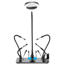 SainSmart Soldering Station 6 Flexible Helping Hands 5X Magnifying Lamp with 5 Color 10 Brightness Level Magnetic Soldering Iron Stand & Heavy Duty Base