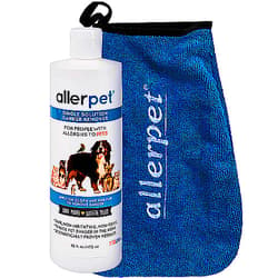Allerpet Single Solution 16 fl oz Bottle Dander Remover for Pets - Relieves Allergies - Bonus Mitt to Easily Apply Solution to Your Pet