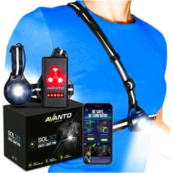 Avanto Lifestyle AVANTO SOLX1 Pro Chest Light, Original, USB-C, Smart Running Lights for Runners with Safety Courses, Running Headlamp Flashlights, Walking Light for Night Walking, Safety Light, Black