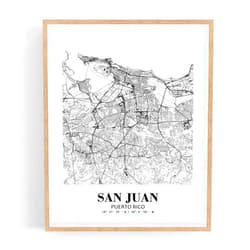Eleville 11X14 Unframed San Juan Puerto Rico City View Abstract Road Modern Map Art Print Poster Wall Office Home Decor Minimalist Line Art Hometown Housewarming wgn476