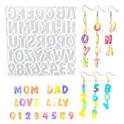 Smays resin earring molds for jewelry, alphabet resin molds mini letter number, silicone mold
