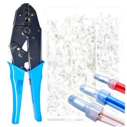 Shengbowi 450PCS butt copper wire terminal Closed Crimp Caps Gauge Kit AWG 20-10 with Crimping Tool electrical closed butt open barrel connectors kit nylon crimp cap pliers