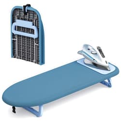 KINGBOARD Tabletop Ironing Board, Small Ironing Board with Iron Mat, Foldable Mini Iron Board, Easy Storage for Travel & Dorm, 12x32 Blue