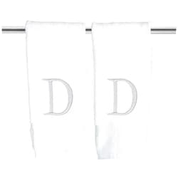 Decorvo Monogrammed Hand Towels for Bathroom - Luxury Hotel Quality Personalized Initial Decorative Embroidered Bath Towel for Powder Room, Spa - GOTS Organic Certified - Set of 2 Letter D