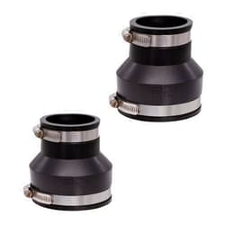 Fernco 1056-32 3-in. x 2-in. Flexible PVC Reducing Pipe Coupling for Cast Iron and Plastic Plumbing Connections, 2-Pack