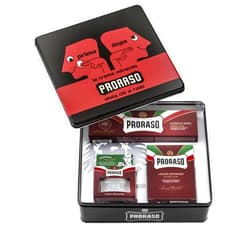 Proraso Shaving Kit for Men | Moisturizing Pre-Shave Cream, Shaving Cream Tube and After Shave Balm for Thick, Curly Beards in Vintage Dopo Tin