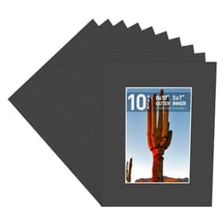 Golden State Art, Pack of 10, 8x10 Classic Black Picture Mats with White Core Bevel Edge for 5x7 Pictures - 4 Ply Thickness