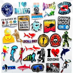 Generic 60Pcs Diving Sticker Scuba Diving Decals Outdoors Stickers for Water Bottles Fuel Tank Cap Carbody Scuba Tank Label