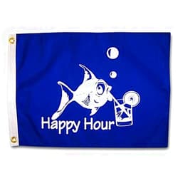 YukaBa Happy Hour Fish Royal Blue Outdoor Garden Flag 100D12X18in