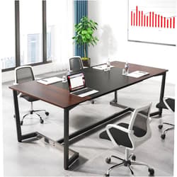 Tribesigns 6FT Conference Table, 70.8L x 31.5W inch Meeting Table for Office Conference Room, Modern Rectangular Seminar Training Table, Metal Frame, Rustic Brown/Black