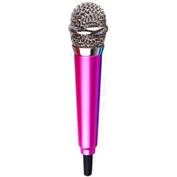 Jizlan Rose Red Mini Singing Mic Equipment 3.5mm Mini Condenser Microphone Phone Karaoke Mic with Stand Singing Mic Equipment Mini Handheld Microphone for Mobile Phone Laptop Notebook