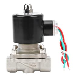 Eujgoov 3/8in 2 Port Solenoid Valve Direct Acting Normally Closed Electric Solenoid Valve Stainless Steel for Water Air Oil(AC 110V)