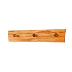 PEG AND RAIL Solid Oak Shaker Peg Rack Made in The USA - Golden Oak Stain Stain 18 x 3.5 Inches with 3 Pegs