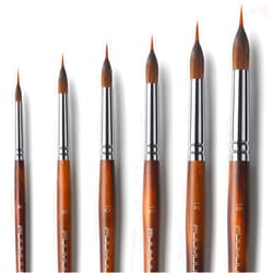 Fuumuui Watercolor Brushes Professional, Fuumuui 6Pcs Extended Needle Point Brushes Synthetic Extra Long Pinhead Brush with Sable Body for Fine Detailing - Watercolor Acrylic Gouache Inks Painting