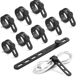 Lamicall 10Pack Silicone Cable Ties Cord Organizer Wrap - Lamicall [Reusable Washable] Wire Ties Management with Lock Buckle, Elastic Adjustable Charger Cable Strap Tie, Electrical Cord Keeper for Travel Home