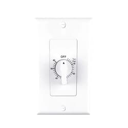 BN-LINK Heavy Duty 60-Minute in-Wall Spring Wound Countdown Timer Switch, Mechanical Switch Timer for Bathroom Fan, Lights, No Neutral Wire Required, 2 Wall Plate (White and Silver Metallic)