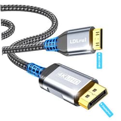 LDLrui DisplayPort to Mini HDMI Cable 5FT,UHD 4K@30Hz DP to Mini HDMI Uni-Directional Cord(Nylon - Bend Resistant) for Desktop, Laptop, Portable Monitor,AMD, NVIDIA, ARZOPA, Projector,Mini PC