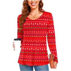 Bestbee Womens Long Sleeve Tops V Neck Tunics Cute Pleated Tops Casual Blouses Dressy T-Shirts