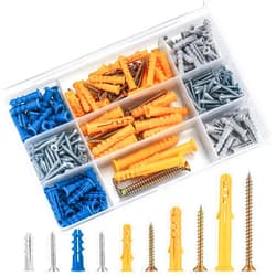 Bnnrjia 240 Pcs Drywall Anchors and Screws, Wall Anchors and Screws for Drywall, Self Tapping Screws and Ribbed Wall Plug Anchors, Philips Flat Head Screws and Plastic Expansion Anchors for Concrete