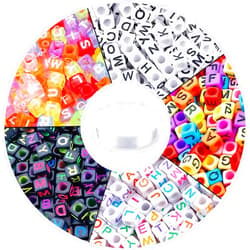 Augshy 1400pcs 5 Color Cube Alphabet Beads Bracelet Letter Beads for Bracelets Making with 1 Roll 50M Crystal String Cord for Jewelry Making（6mm）