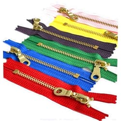 Zipperstop YKK #5 Brass with Donut Pull (Mix of Hot Seasonal 6 Colors) 6 Pcs Metal Zipper Closed-End for Small Handbag or Pouch -Choose Your Length - Made in The United States (6