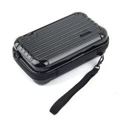 Framendino, Black Hard Shell Cosmetics Case Carrying Bag for Toiletry, Mini Cross Body Suitcase with Detachable Grip Rope and Shoulder Strap Women Travel