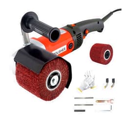 HaTur Electric Burnishing Polishing Machine Handheld Wheel Polisher Sander Wire Drawing Machine for Stainless Steel Metal Wood, 110 V 1400 W, 8 Speed Adjustable