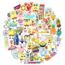 GRAPHICS & MORE Spongebob Squarepants Sticker Pack Die Cut Vinyl Large Deluxe Stickers Variety Pack - Laptop, Water Bottle, Scrapbooking, Tablet, Skateboard, Indoor/Outdoor - Set of 50