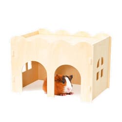 Bifeaw Guinea Pig Hideout, Natural Wooden Chew Proof Hideaway Hut for Small Pets (Guinea Pig)