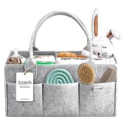 PUTSKA Nursery Storage Basket - Baby Diaper Caddy Organizer for Diaper Station, Newborn Essentials, Baby Shower Gifts and Registry Must-Haves for Boy or Girl