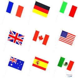AuTop 50 Countries International World Stick Flag,Hand Held Small Mini National Pennant Flags Banners On Stick,Party Decorations for Parades,Olympic,World Cup,Bar,School Sports Events,Festival Celebrations