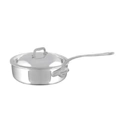 Mauviel M'Cook SB 5-Ply Stainless Steel Saute Pan With Lid, And Brushed Cast Stainless Steel Handle, 6-qt, Made In France