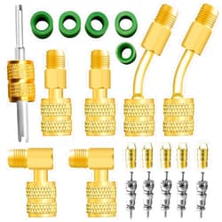 CANIPHA R410A Adapter Kit, Mini Split Adapter 5/16 to 1/4 Coupler R410A Refrigerant Hose Adapter Connector Valve Core Remover, Mini Split Vacuum Pump Kit 410A Refrigerant for R410A Mini Split Air Conditioner