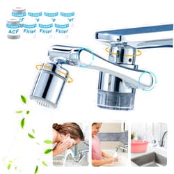 ZCONIEY 1080°Swivel Filter Faucet Extender Aerator - 8 Pcs Replacement Water Filter, 1080°+360°Rotating Robotic Arm 2 Mode Splash Filter, Solid Brass Faucet Sprayer Universal For Bathroom Kitchen Laundry Sink