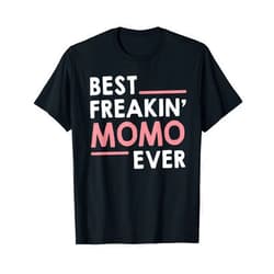 Grapheino Co. Funny Momo Shirts & Gifts Momo Shirts for Women Grandma Cute Best Freakin' Momo Ever T-Shirt