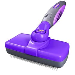 Hertzko Self-Cleaning Dog & Cat Slicker Brush for Pets with Long Or Short Hair, Dog Brush for Shedding Short Hair, Cat & Dog Grooming Brush, Cat Comb, Dog Comb, Deshedding Dog Brush - Purple