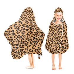 YETTASBIN Leopard Kids Hooded Bath Towel for Boys Girls, Soft Absorbent Quick Dry Hooded Towel Wrap Oversized Breathable Toddler Shower Pool Beach Towel with Hood