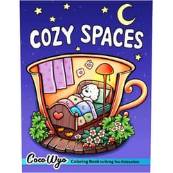 Coco Wyo Cozy Spaces: Coloring Book for Adults and Teens Featuring Relaxing Familiar Corners with Cute Animal Characters for Stress Relief
