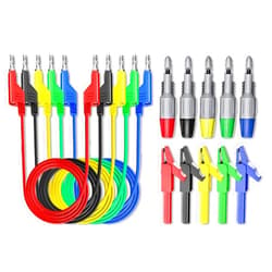 Goupchn 4mm Stackable Banana Plug to Banana Plug Test Leads Kit with Wire Piercing Probes, Alligator Clips Soft Flexible Cable Wire 5 Colors for Multimeter Electrical Testing 1000V/15A