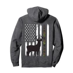 Deer Hunting Gifts For Men Dad Boys / JAMM Co Whitetail Deer Hunting Hunter Buck Camo American Flag USA Pullover Hoodie