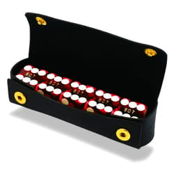 Luck Lab Grade AAA 19mm Casino Dice with Razor Edges and Matching Serial Numbers Set of 5 and Leather Dice Case (Red)