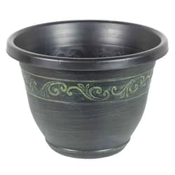 Garden Elements in/Outdoor Tulip Banded Traditional Plastic Round Flower Pot Patio Planter, 15
