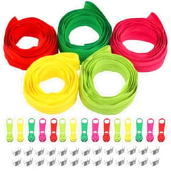 HDST-HOME #3 Nylon Coil Sewing Zippers 13.5 Yards with 30 Pieces Sliders and Zippers Stops DIY Long Zippers Bulk Kit for Tailor Sewing Craft Bag (5Pcs Bright Color)