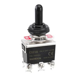Baomain Toggle switch C523B DPDT NO-OFF-ON 3 position 250V AC 15A 6 screw terminals with Rainproof cover