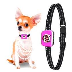 ELECANE Small Dog Bark Collar Rechargeable – Smallest Bark Collar for Small Dogs 5-15lbs - Most Humane Stop Barking Collar - Dog Training No Shock Anti Bark Collar - Pet Bark Control Device (Pink)