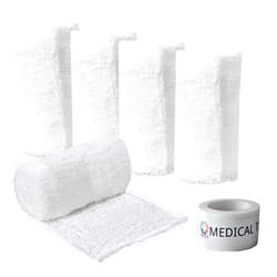 Vakly Sterile Krinkle Kerlix Type Gauze Bandage Rolls [Pack of 5] Highly Absorbent Fluff 100% Cotton Bandages Roll 4.5